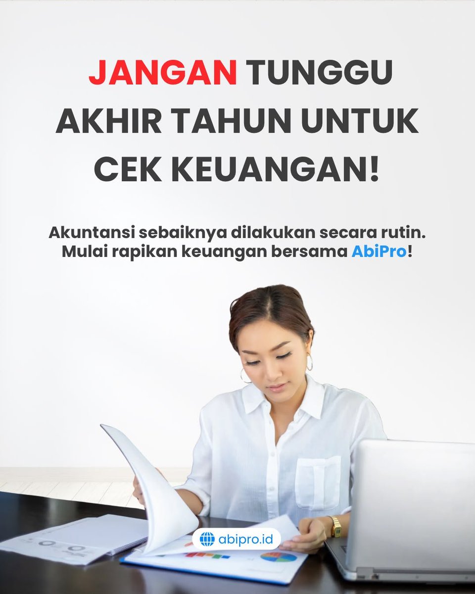 Abipro_software's tweet photo. Menunggu akhir tahun untuk mengecek kondisi keuangan bisnis? Jangan! 😱

Pencatatan secara rutin membantu kamu mengetahui kondisi bisnis lebih cepat dan mengambil keputusan dengan lebih tepat.

✨ https://t.co/xFB9edHTi8  membantu kebutuhan akuntansi dan perpajakan bisnis kamu. https://t.co/k3575e5BBS
