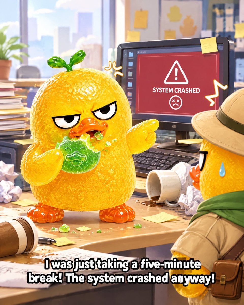 YOLODUCK_CANDY's tweet photo. Five-minute break. 
Full-time happiness. 
YoloDuck clocks out at 6!

#yoloduck #MoodGummies #OfficeLife #WorkBreak #ClockingOut #TikTokMadeMeBuyIt https://t.co/jK2A1Rcgc9