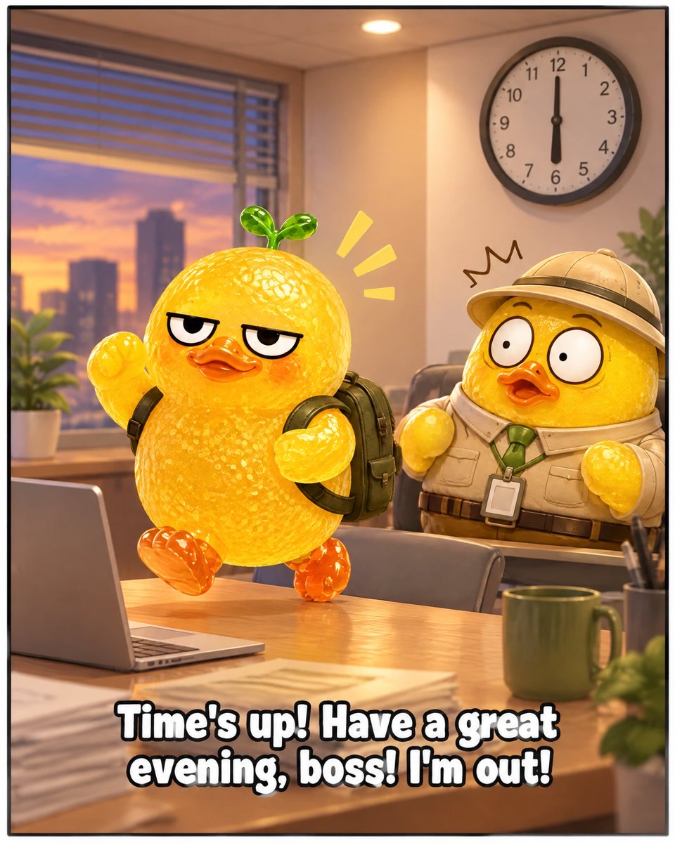 YOLODUCK_CANDY's tweet photo. Five-minute break. 
Full-time happiness. 
YoloDuck clocks out at 6!

#yoloduck #MoodGummies #OfficeLife #WorkBreak #ClockingOut #TikTokMadeMeBuyIt https://t.co/jK2A1Rcgc9