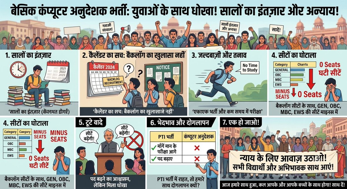 BCI_EK_MJK's tweet photo. अन्य सभी सरकारी भर्तियों में युवाओं के लिए पदों की संख्या लगातार बढ़ाई जा रही है, लेकिन जब बात 'कंप्यूटर अनुदेशक' की आती है, तो हमारे हिस्से में सिर्फ माइनस (-) सीटें और धोखा क्यों? यह भेदभाव अब बर्दाश्त नहीं! ⚖️
@alokrajRSSB @RajCMO
#कंप्यूटर_अनुदेशक_पद_बढ़ाओ #RSMSSB https://t.co/W8RMHiTiOO