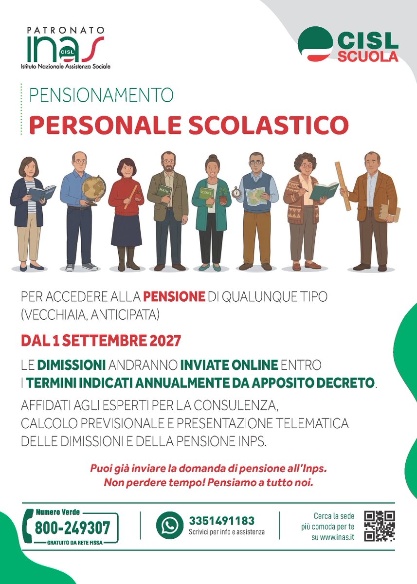 InasCisl's tweet photo. Lavori nella Scuola e devi andare in pensione?
È necessario presentare anche le dimissioni online 💻.

Ricorda che siamo sempre al tuo fianco per calcolare l’importo della pensione e per presentare la domanda.

Trova la sede più vicina 👉 https://t.co/EdsMh0PRV6
@cislscuola https://t.co/yZivnxO6J5