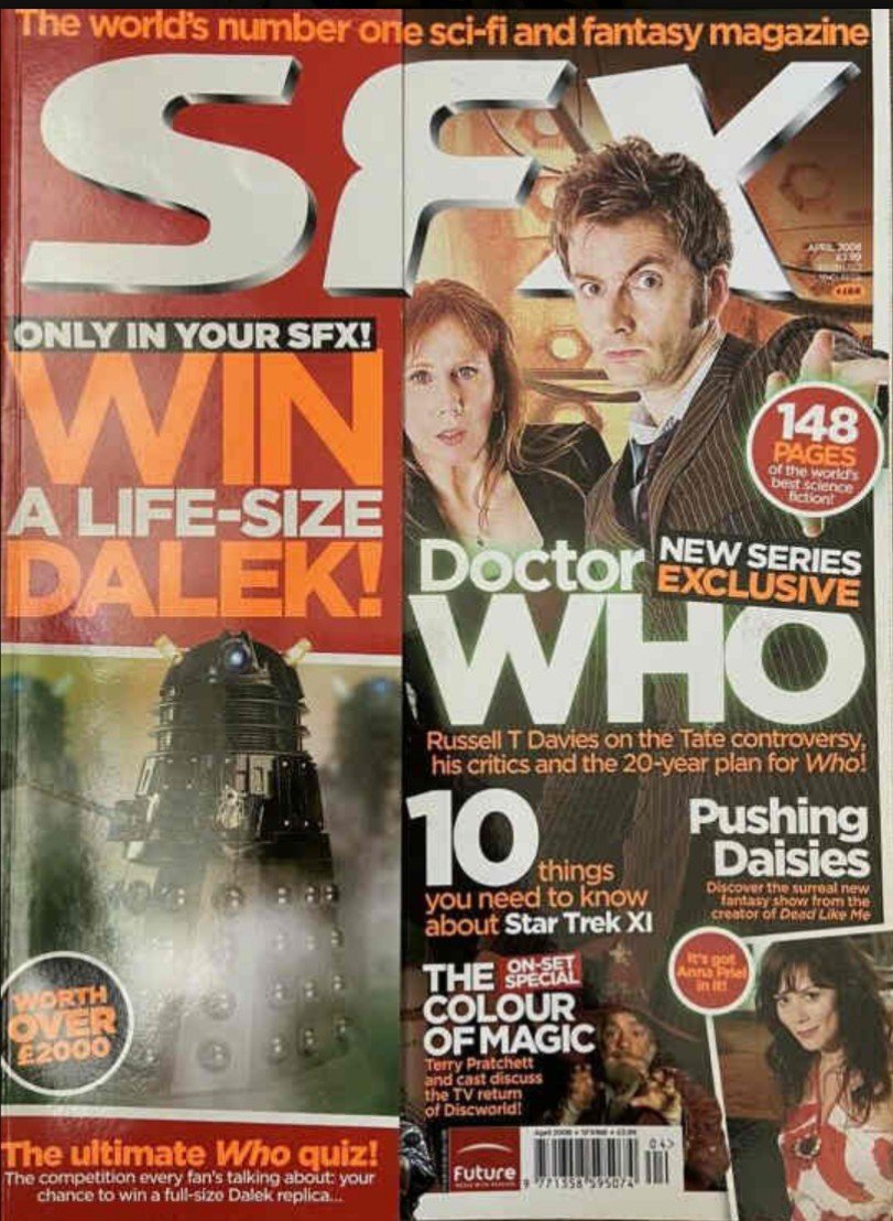 Praxeus_stan's tweet photo. #DailySFX -Day Twelve
Wouldn't normally count the first one but it goes with the actual Doctor Who cover today, Series 4 launch issue with a win a Dalek comp over two months https://t.co/2IhBIBq01b