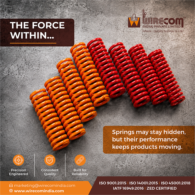 WirecomIndia's tweet photo. The Force Within. 💪
Springs may stay hidden, but their performance keeps products moving. At #Wirecom, we engineer coil compression springs that deliver consistent force, absorb load, and perform reliably — even when no one's watching.

#compressionsprings #springmanufacturer https://t.co/HaxKyDPbW9