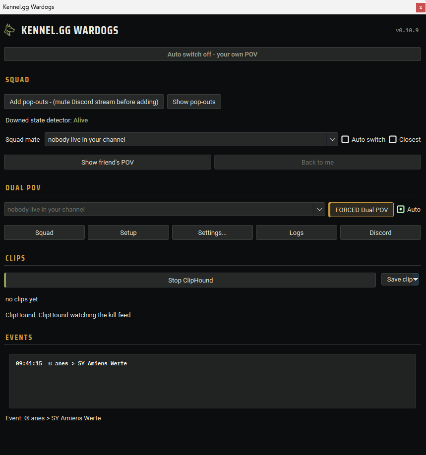 SMB_gg's tweet photo. The @Kennel_gg @WARDOGS OBS plugin for streamers is ready for public testing. Auto change POV when downed/Dual POV automation/Intelligent clipping and naming of files and a whole bunch more useful features.

https://t.co/nA3uI9dlKS

Please try it, break it and let me know what other features you may like.

If you do use it, playing and streaming on our discord server makes for a better experience but isn't necessary. https://t.co/jBIL8rFA6u