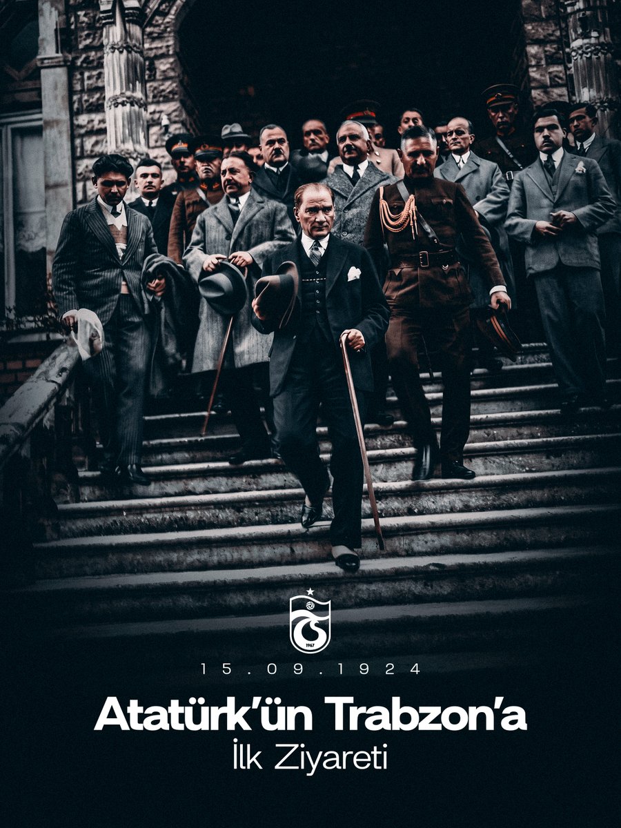 Trabzonspor's tweet photo. Cumhuriyetimizin Kurucusu Gazi Mustafa Kemal Atatürk’ü, Trabzon'a ilk ziyaretinin 102. yılında saygı, özlem ve minnetle anıyoruz. https://t.co/2DvkmLD7yg
