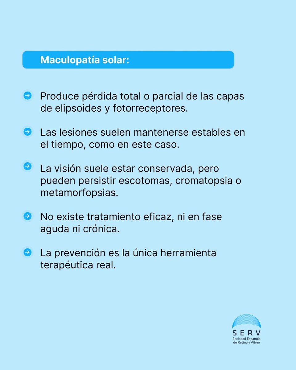 RetinaSERV's tweet photo. Cuidado con el eclipse.

Varón de 33 años que acude a consulta refiriendo que, en la infancia, miró un eclipse y desde entonces nota un pequeño escotoma central en el ojo derecho al mirar de frente. Además, refiere percibir la tonalidad de los colores de forma distinta. https://t.co/QY0a468enm