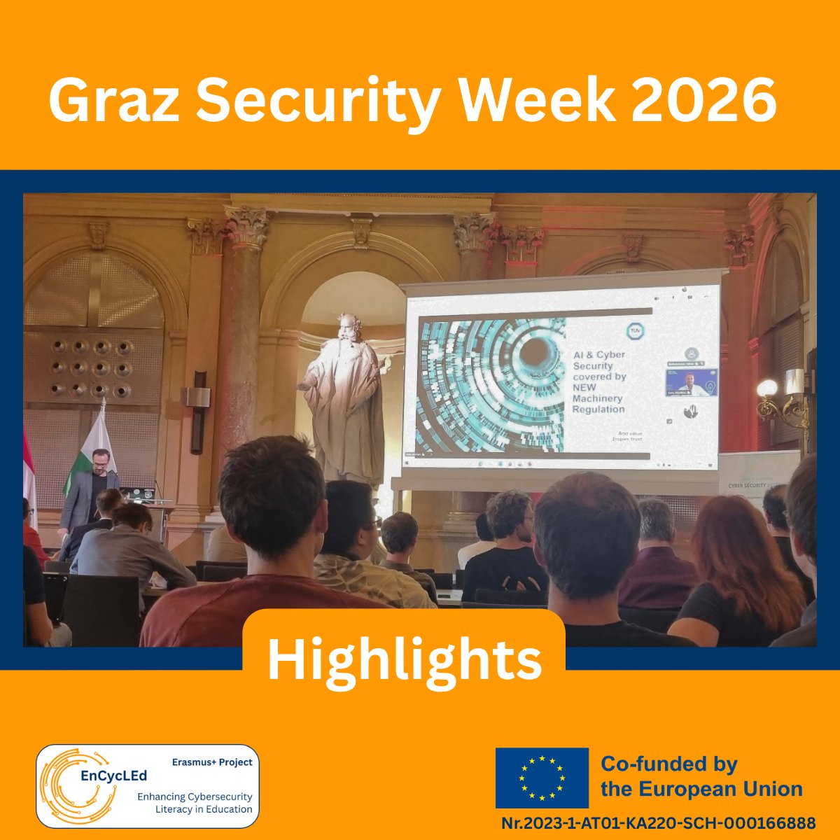 encycled_proj's tweet photo. Last week, during the Graz Security Week 2026 in Graz - Austria, partner @reach_twt had the opportunity to take part in the session about "Decrypting #Cybersecurity", co-organised by SILICON ALPS Cluster and JOANNEUM RESEARCH.

#EnCycLEd #Erasmusplus #ErasmusPlusProject #digital https://t.co/BwWIdGdPy0