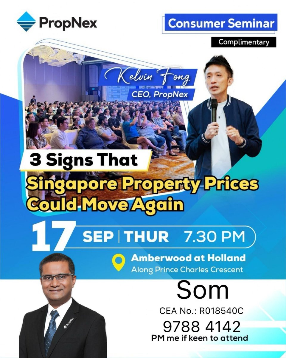 Som_giri's tweet photo. 🏡 Is Singapore's Property Market Preparing for Its Next Move? 🤔

Join Kelvin Fong, CEO of PropNex, in an exclusive seminar as he unveils three crucial signs that could shape the future of property prices in Singapore.

Register  at https://t.co/fiTMukw139.  limited seats!

Som https://t.co/Iqbdke1h2N