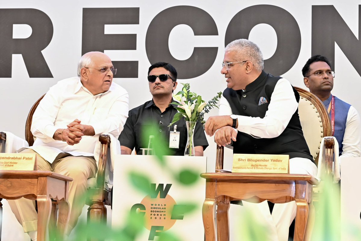 byadavbjp's tweet photo. Addressed the World Eonomy Forum 2026 in Gandhinagar, Gujarat today along with Chief Minister Shri @Bhupendrapbjp ji.

Stated it is a significant achievement that BRICS New Delhi Declaration 2026, adopted during India’s BRICS Chairship recognises sustainability as an integral part of building resilience and calls for cooperation that advances sustainable development while strengthening economic and supply-chain resilience.

The Declaration also recognises that circularity must extend beyond waste management, embedding circular economy principles into the development and maintenance of sustainable and resilient infrastructure. 

For India, this is an important moment because our BRICS Chairship has placed Circular Economy alongside sustainable lifestyles, ecosystem restoration and adaptation as interconnected priorities. Also, underlined that Hon’ble PM Shri @narendramodi ji has rallied that economy and ecology are not separate environmental objectives; they are parts of a larger development strategy that seeks to make growth more resilient, resource-efficient and inclusive. 

#WCEF2026 

🔗 https://t.co/R13dzhDCag
