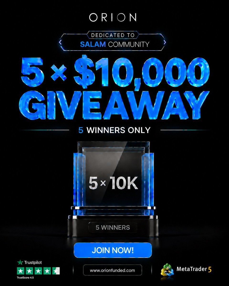usmanmoduk's tweet photo. 🚨 $50K GIVEAWAY! 

5 × $10K accounts up for grabs! 🔥

To enter:
✅ Follow @OrionAffiliates
✅ Follow @orionfundedcom
@usmanmoduk
✅ ❤️&amp; RT
✅ Tag 3 traders
Also follow 
@AYabubakarmisau @Ayinxxx0010
@auwwalaminu @the_Mourh @DawdaOntop @khalifaforex747

Good luck! https://t.co/gfemhcmqqh