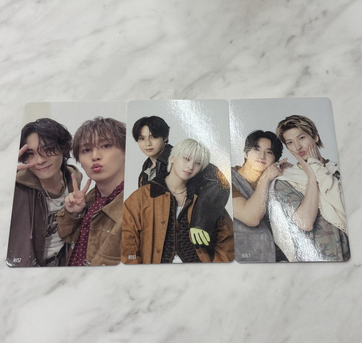 k1ma_405's tweet photo. JO1 AUTUMN CAMPAIGN POPUP STORE 2026 ポップアップ 交換 トレカ

【譲】画像のもの
【求】
木全163,7000円,河野165,166,167,白岩166,ユニットR156,R160＞木全or河野

異種可能です。
現在渋谷109におります。(郵送可です)
お気軽にお声掛けください🙇‍♀️
 #JO1交換 https://t.co/jJOENNqiZw