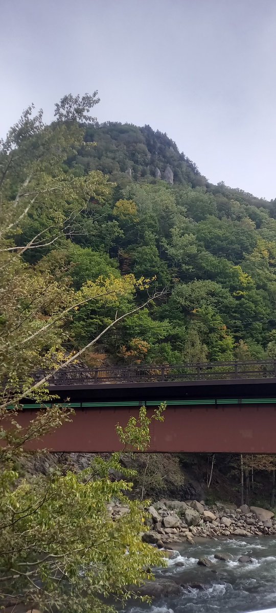 mtview_3011's tweet photo. 本日の層雲峡は晴れのち曇りではございますが、涼しい風が、秋を感じます・・。
黒岳では、「日本一早い紅葉」が始まっており、山頂付近は見頃を迎えておりますよ♪
層雲峡温泉街でも、徐々に色付き始めています。
写真は、9/15現在のホテル前の写真です！！
本日も空室あり〼！！
＃層雲峡の紅葉 https://t.co/6atxrVQ0QS