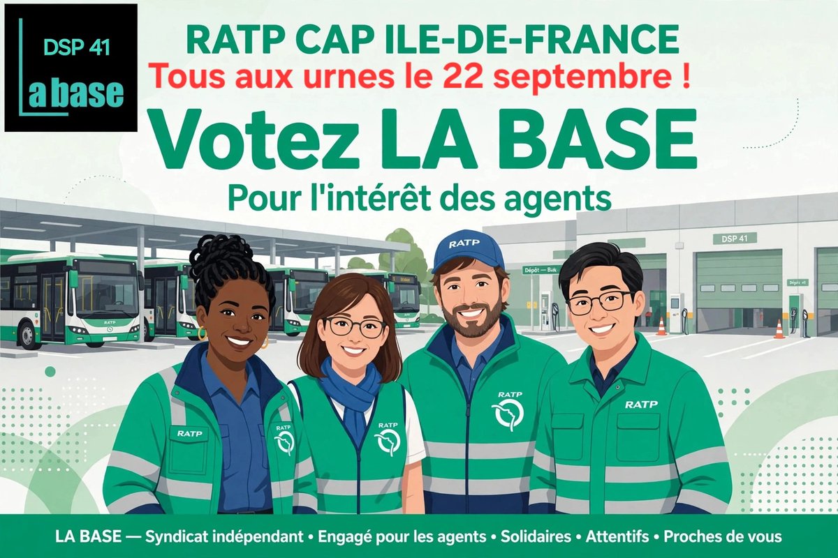 BaseRatp's tweet photo. Élections professionnelles chez CAP  @RATPGroupe_IDF DSP 41 dans les dépôts de Nanterre, Gillerais, Charlebourg et Point du Jour :
Je vote et j'appelle à voter #LaBase ! https://t.co/CWa5cwkyAh