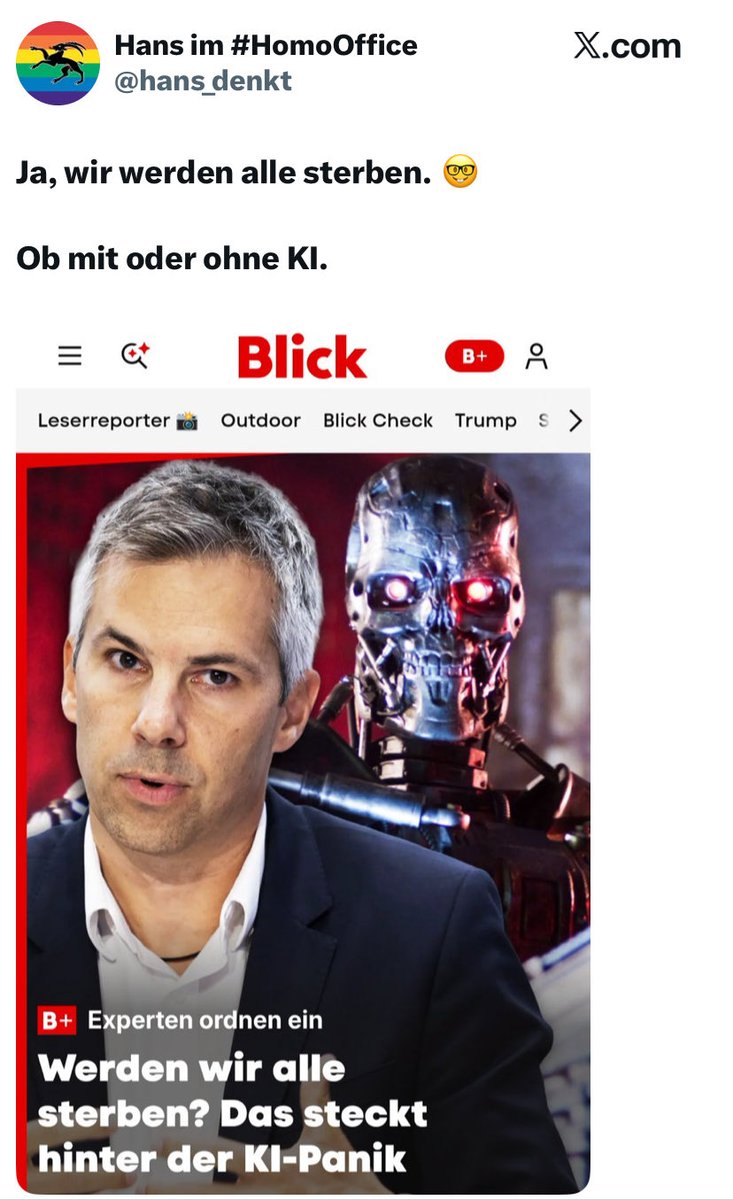 ChantalStadelm1's tweet photo. Der ehemalige #Coronaexperte ordnet ein.
Was qualifiziert einen übergriffigen und selbstverliebten Epidemiologen zum KI-Experten?
Der ins Panikrohr gepfiffen hatte das #Wehrmut jagen ging für gravierende #Impfschäden ?!
Wo bleiben die RKIFiles @SRF @srfnews ?!
@RealWsiegrist https://t.co/7SbB6mCN4K