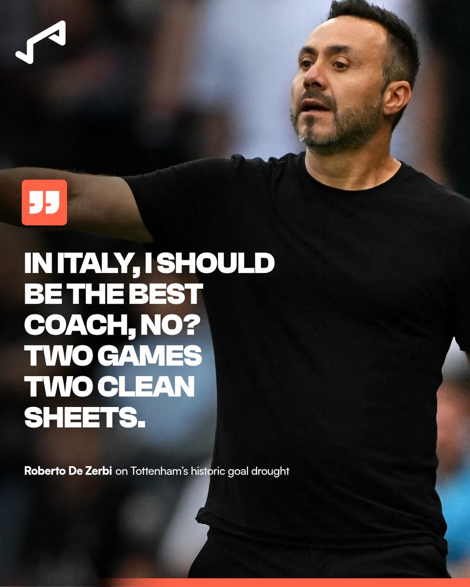 goal's tweet photo. Despite Tottenham failing to score in their opening four Premier League fixtures for the first time in the club's history, Roberto De Zerbi was keen to highlight his team's defensive improvements 🤨

Read the full quotes 🔗 https://t.co/f7WDo7yl1H https://t.co/SpoHv7Q4y0