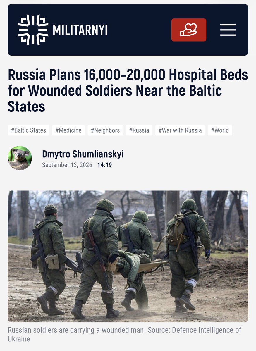katha1502's tweet photo. 🚨 🇷🇺 🇪🇪 🇱🇻 🇱🇹 BERICHT ÜBER RUSSISCHE KRANKENHAUSPLÄNE: DER SCHWERPUNKT NAHE DEM BALTIKUM WIRFT FRAGEN AUF

Russland soll im Herbst 2026 zusätzliche 16.000–20.000 Betten in zivilen Krankenhäusern für militärische Patienten bereitstellen. Ein Schwerpunkt liegt laut Militarnyi im Nordwesten des Landes, im weiteren Umfeld des Baltikums.

Genannt werden St. Petersburg, das Leningrader Gebiet, Nowgorod und Karelien. Zusätzlich sollen Einrichtungen in den Gebieten Moskau und Smolensk einbezogen werden. Wie viele Betten auf die einzelnen Regionen entfallen, bleibt offen.

Geplant sei, einzelne Krankenhausabteilungen oder ganze Einrichtungen für die Behandlung verwundeter Soldaten umzuwidmen. Militarnyi beruft sich dabei auf den Telegramkanal „Volya“ und dessen anonyme Quellen. Eine unabhängige Bestätigung der konkreten Ausbaupläne liegt bislang nicht vor.

Die geografische Konzentration wirft dennoch eine sicherheitspolitisch relevante Frage auf: Dient der Ausbau ausschließlich der Versorgung von Verwundeten aus der Ukraine – oder schafft Russland zugleich Kapazitäten für mögliche weitere militärische Operationen im Nordwesten?

Der Artikel nennt beide Erklärungen. Eine Quelle verweist auf überlastete Krankenhäuser und die leistungsfähige medizinische Infrastruktur St. Petersburgs. Andere vermuten, dass auch die Nähe zu möglichen künftigen Einsatzräumen eine Rolle spielt.

Sollte sich der Ausbau bestätigen, wäre er ein relevanter Hinweis auf Russlands längerfristige militärische Planung und die sieht bisher, entgegen Trumps Aussagen, nicht so aus als sei Russland besonders an Frieden interessiert. 

#Russland #Baltikum #NATO #Ostsee #Sicherheitspolitik