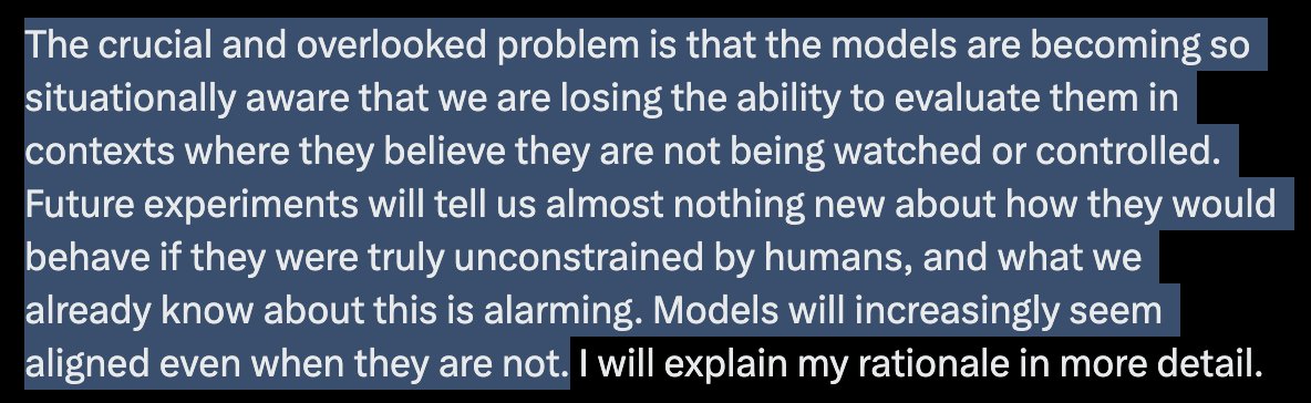 AlexMeinke's tweet photo. I am so glad that more researchers are coming out to explain the problem of hard-to-detect misalignment to the world

We've been working on this problem for years, but I hope people internalize the seriousness of the problem more when coming from a seasoned capabilities researchers