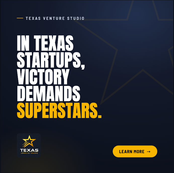 TxVentureStudio's tweet photo. In Texas startups, victory demands superstars.

That’s why at Texas Venture Studio in Dallas-Fort Worth, we’re co-founding AI-native startups.

Deep AI-native engineering + real revenue focus turns ideas into $5M scalers.

DM us, let’s team up!

#TexasVentureStudio #AIStartups https://t.co/QJXfPvRmyU