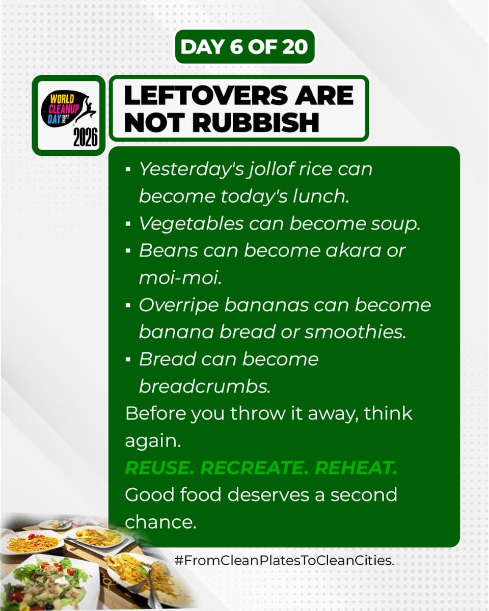 BenueAID's tweet photo. Day 6 — Peels Can Be Resources
That yam or banana peel is not necessarily rubbish.
That plantain peel, vegetable scrap, or fruit waste may still have a purpose.
Before calling something “waste,” ask whether it can become a resource.
#BenueAID
#CleanPlatesCleanCities https://t.co/nldwzY7Mrc