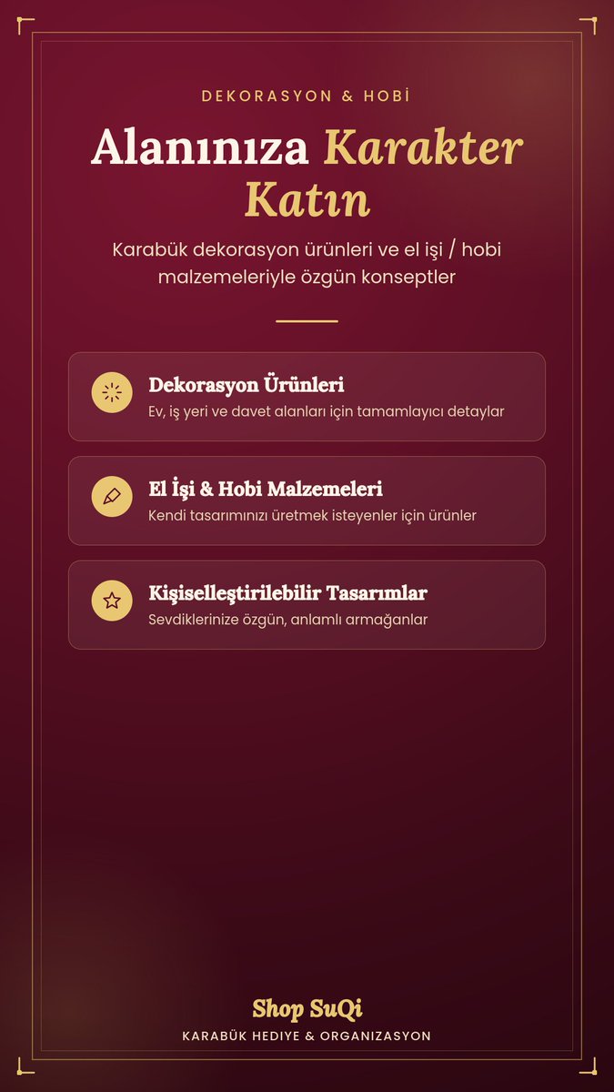 ShopSuqi's tweet photo. Kına gecelerinin, nikahların ve düğünlerin ürünlerini, hediyelik eşyalarını ve gelin damat aksesuarlarını tasarlayan firmadır Shop SuQi. 
#kına
#söz
#nişan
#düğün
#hediye
#hediyelik
#aksesuar https://t.co/ATNpTrMjQt