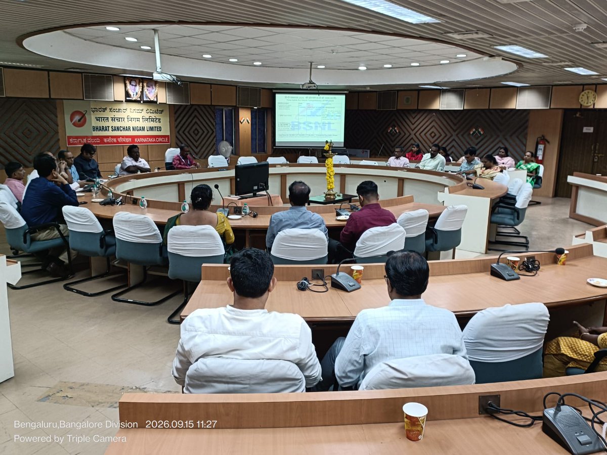 BSNL_KTK's tweet photo. 🇮🇳 Hindi Fortnight 2026 begins at BSNL Karnataka!
Hindi Fortnight–2026 was inaugurated at BSNL Karnataka Telecom Circle, Bengaluru, in the gracious presence of CGM Shri N. K. Sukumaran.
Let’s strengthen the use of Rajbhasha Hindi 🇮🇳
#Rajbhasha #BSNLIndia #HamaraBSNL https://t.co/kw43Cu4V7o