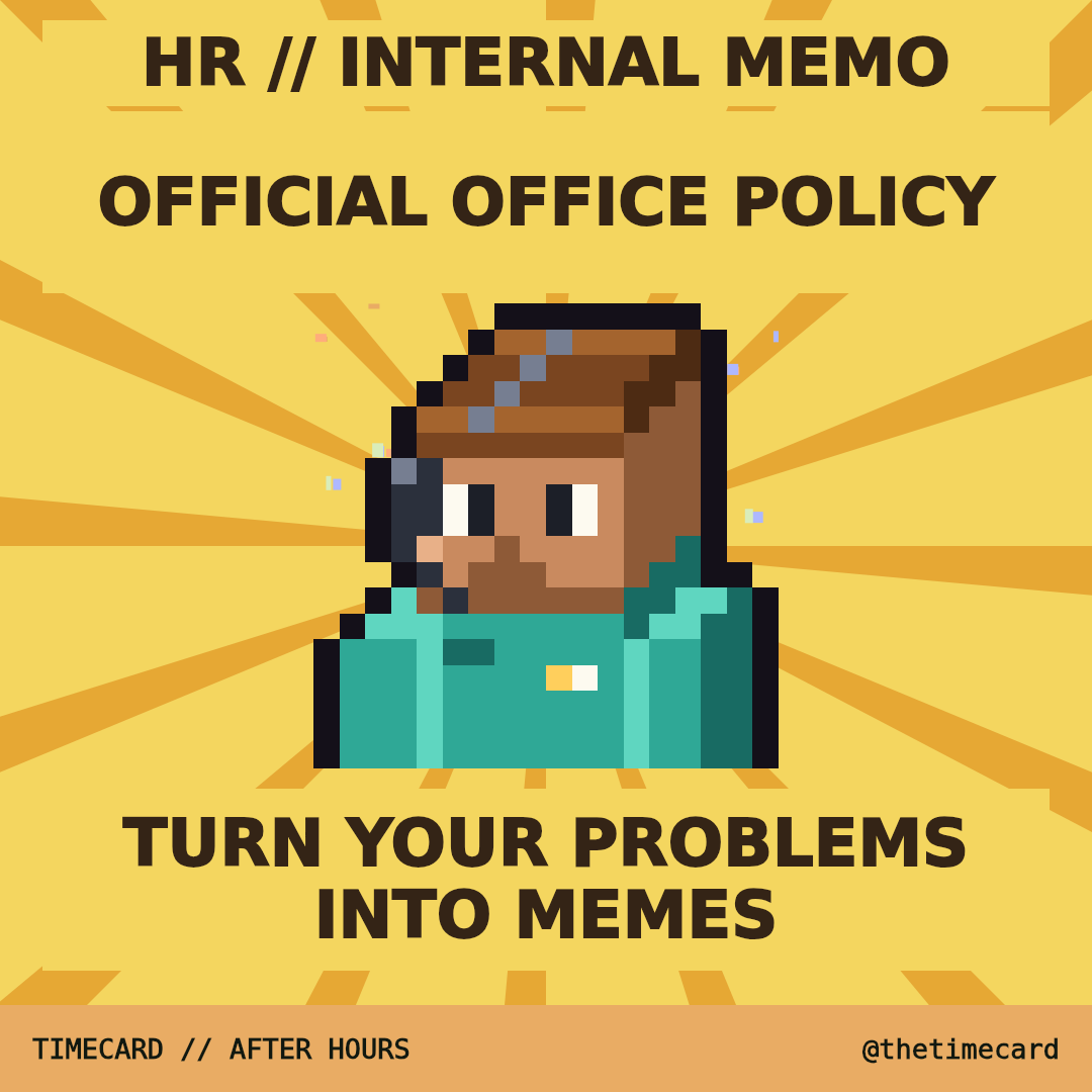 thetimecard's tweet photo. Your worst meeting deserves better artwork.

Make a TIMECARD meme: https://t.co/YpMkBcdfhb https://t.co/hk4P3CGiOP