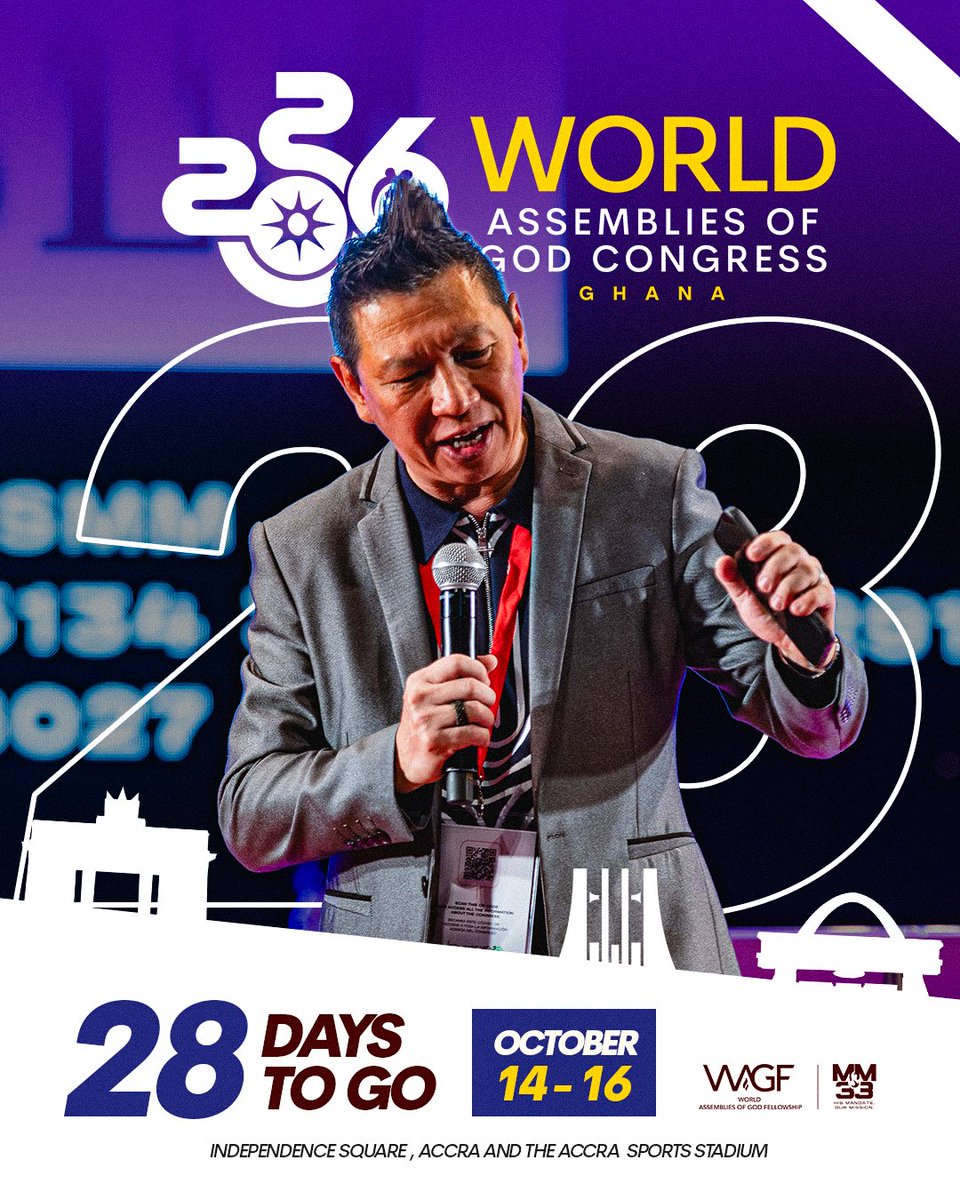 _agghana's tweet photo. 🔥 28 DAYS TO GO!

The countdown is on, and the excitement is building! 🌍🇬🇭

Day sessions — Register: https://t.co/t3rmnGvtEV

Evening revival at the stadium — FREE and open to ALL!

Accra is ready. The nations are coming. Are you ready?

#WAGC2026 https://t.co/Sg16Ewh1zq