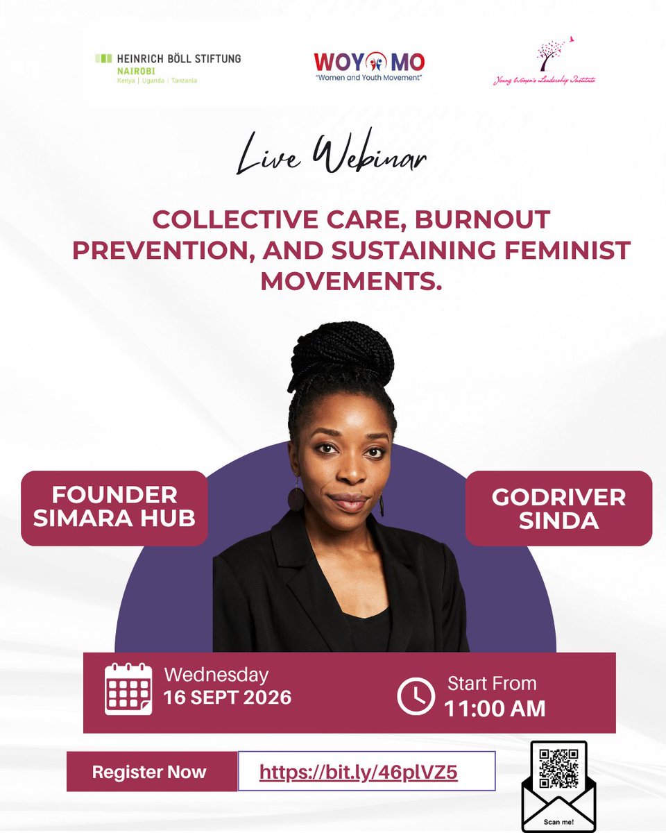 ywli_info's tweet photo. You cannot pour from an empty cup — and a movement cannot run on empty people. 💜

Join us this Wednesday, 16 September at 11:00 AM for a live webinar on Collective Care, Burnout Prevention, and Sustaining Feminist Movements 

🕐 11:00 AM EAT
💻 Virtual — https://t.co/F4gxydmlcy https://t.co/6GFjAEeMog