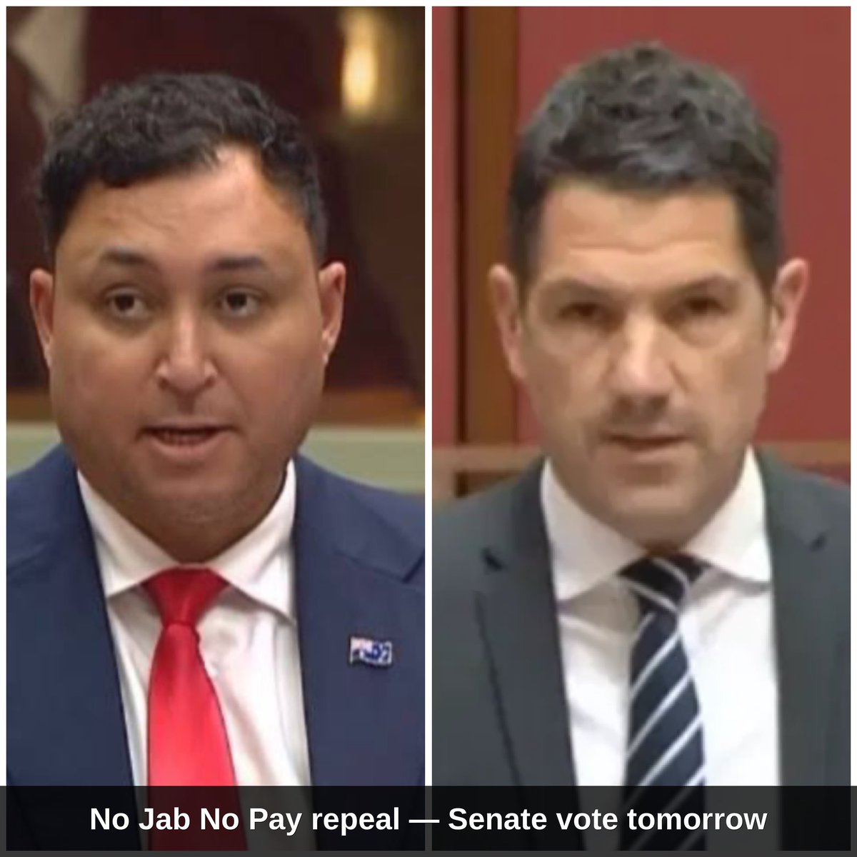 SaiKate108's tweet photo. History in the making ! 

The first attempt to repeal the draconian No Jab No Pay policy since it was introduced in 2015.

Tomorrow the Senate will vote! 

Australia is the only country in the world that financially punishes parents for not adhering to a childhood schedule that has not been properly tested with double blind placebo controlled trials.

Senator Alex Antic asked the TGA for one such trial and they couldn’t produce it.

The irony is Labor/ Greens who preach bodily autonomy will likely vote to take it away.

Coercion is not consent.