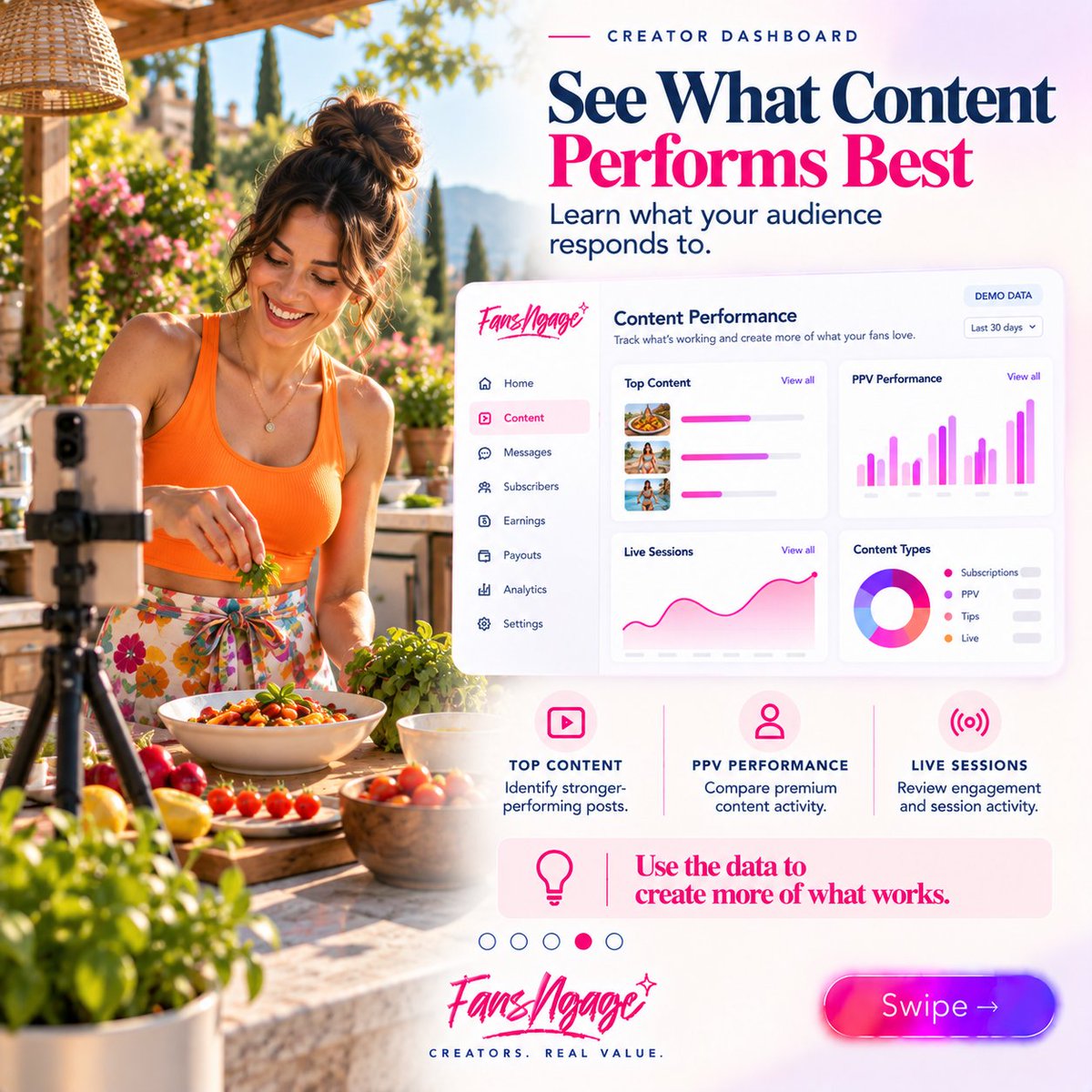 fansngage's tweet photo. 1. Inside the FansNgage creator dashboard: full breakdown 🧵

2. 💰 Real-time earnings by income stream
👥 Active subscriber count live
🔐 Top-performing content data
📡 Live session stats
💬 Fan message inbox
💳 Payout dashboard

Full control. Full transparency. https://t.co/DXXbOeFyv5