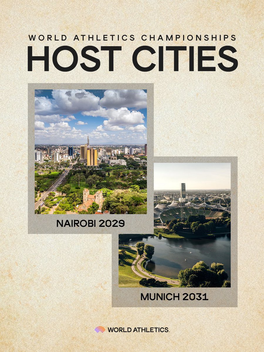 El_Pauleta's tweet photo. Athletics governing body, World Athletics have announced that Nairobi will host the World Athletics Championships in 2029 while Munich will host the 2031 edition.
It is the first time an African city will host the competition!!!
#WorldAthleticsChamps
📸; @WorldAthletics https://t.co/UD9aq80679