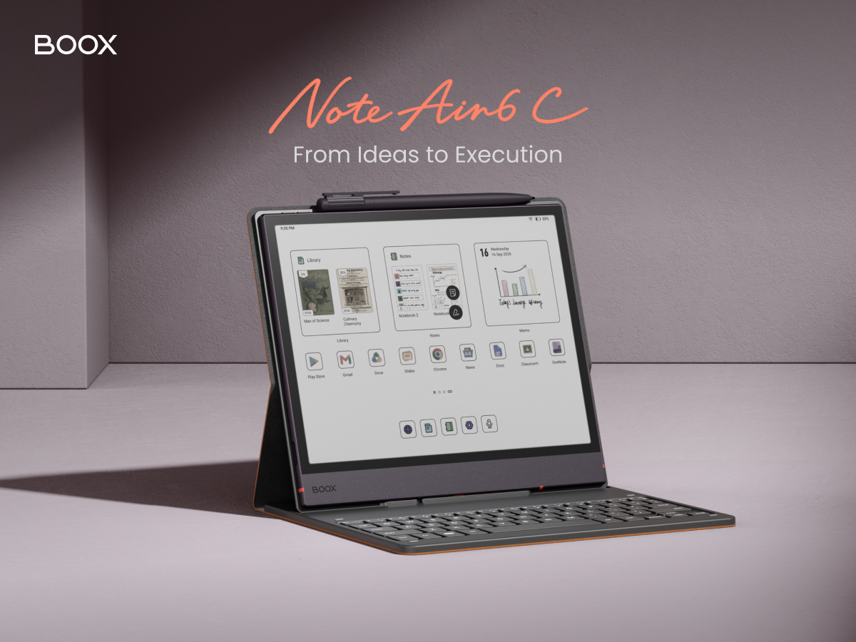 OnyxBoox's tweet photo. Introducing BOOX #NoteAir6C, our newest 10.3" color ePaper notebook, designed to take your work, ideas, and creativity further.
Built on everything you loved about the previous generation, Note Air6 C comes with an upgraded processor and Android 16 for a faster, more powerful, and seamless experience. There are more:
✅ 10.3" Color ePaper Display
✅ BOOX Super Refresh Technology
✅ 64GB Storage + microSD Card Support
✅ Bluetooth 6.0
✅ Pen-to-paper writing feel
From taking notes and managing tasks to reading, creating, and getting things done, Note Air6 C is built to keep up with you.
It is now available to order from https://t.co/T1R6QHhjiE