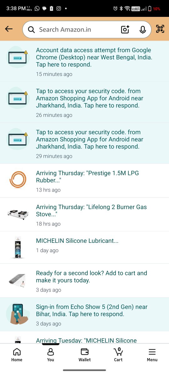 Aviaman2011's tweet photo. @amazonIN @amazon Desr Team, yesterday I have got call from your delivery boy for my yesterday order which was delivered he was asking for an OTP for showing it as delivered however in my notification in Amazon app I had seen a sign in request.please check the image and reply https://t.co/TsOFfQExX6