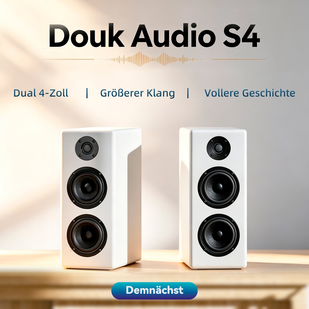 DoukAudio2nej's tweet photo. Lerne den S4 kennen – Douk Audios erste Flagship‑Box. Zwei 4″‑Tieftöner, 25‑mm‑Seidenkalotte, Bassreflexgehäuse und Bi‑Wiring‑Terminals. Mehr Klang, mehr Detail, mehr Desk‑HiFi. 

#DoukAudio #Lautsprecher #HiFi #Regallautsprecher #Klangdesign https://t.co/ooOkPvPIDi