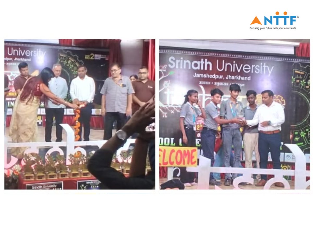 NTTFindia's tweet photo. Proud moment for NTTF Burma Mines (BNTC) at Tech Root 4.0, Srinath University!
Our trainees secured:
π₯ Working Model & Robo War (1st & 2nd)
π₯ Tech Quiz & Photography (3rd)
Congrats to all winners - hands-on learning in action!
#NTTF #TechRoot4 https://t.co/7Ta1H0ZEqr