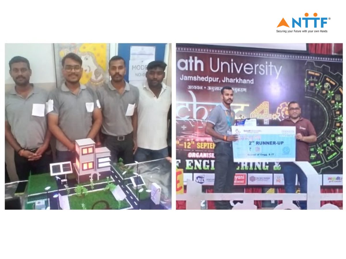 NTTFindia's tweet photo. Proud moment for NTTF Burma Mines (BNTC) at Tech Root 4.0, Srinath University!
Our trainees secured:
π₯ Working Model & Robo War (1st & 2nd)
π₯ Tech Quiz & Photography (3rd)
Congrats to all winners - hands-on learning in action!
#NTTF #TechRoot4 https://t.co/7Ta1H0ZEqr