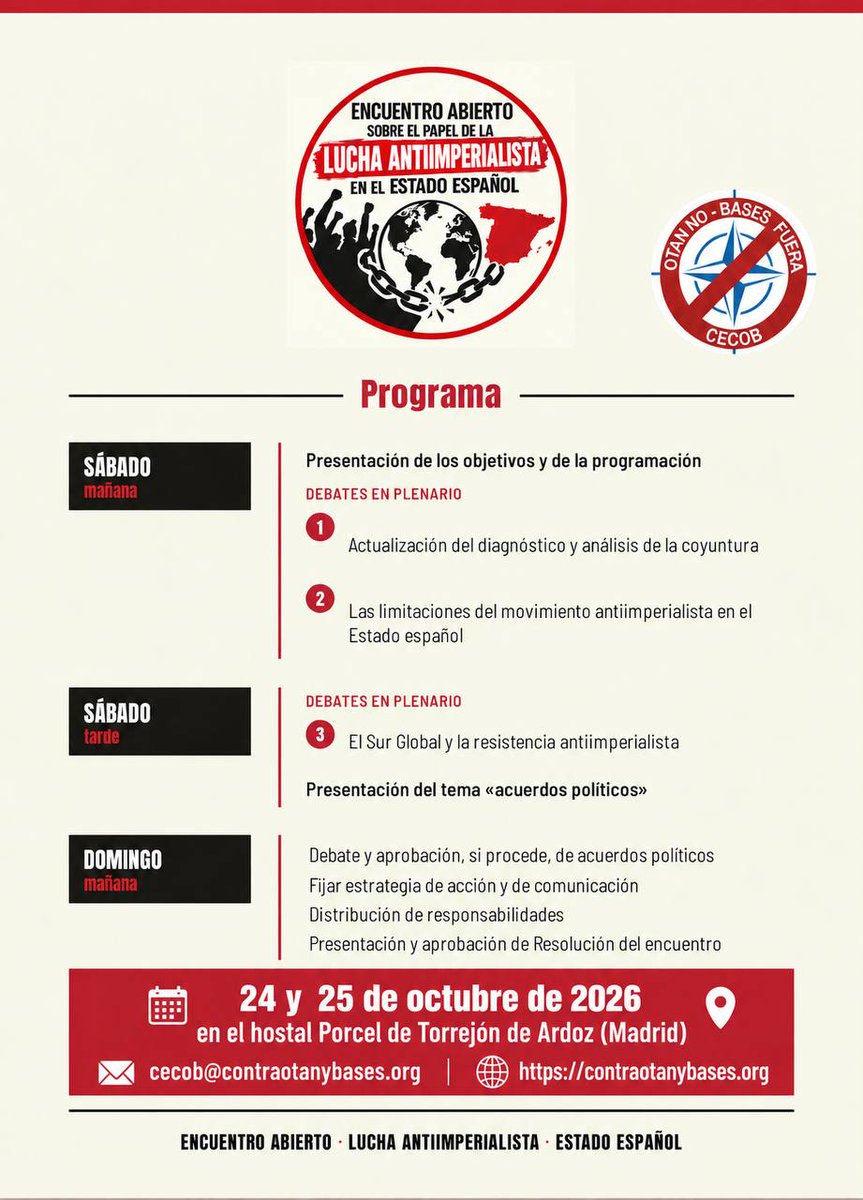 CECOB_Difusion's tweet photo. Se ha publicado en la Web de la CECOB una Nueva entrada: Encuentro abierto sobre el papel de la lucha antiimperialista en el Estado español.: https://t.co/IGFHb5eIIe https://t.co/TzXeg2x9eI