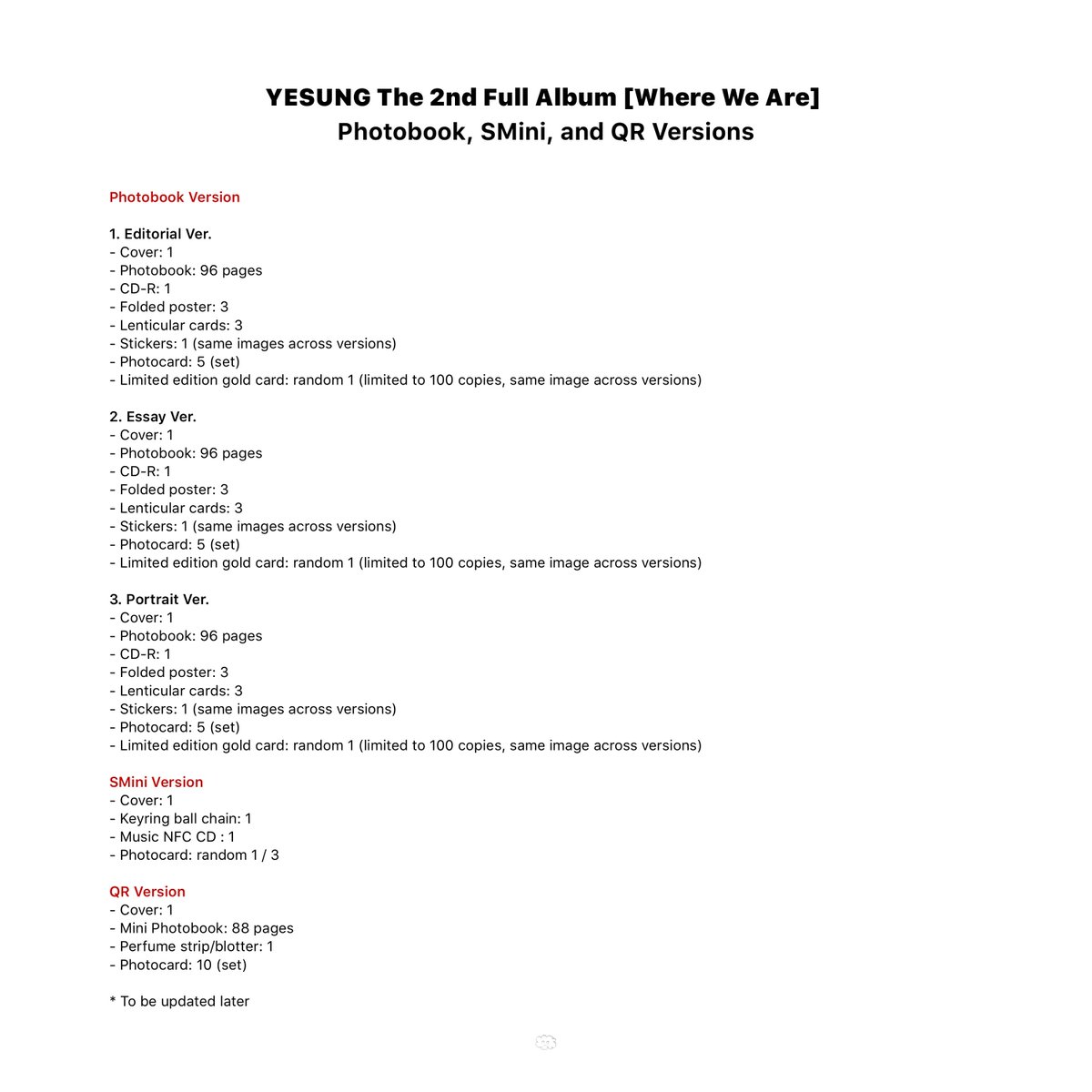 yesungbase's tweet photo. Check out the album inclusions for each version of YESUNG’s 2nd Solo Album ‘Where We Are’!

Pre-order via https://t.co/ELOWwsZsUw https://t.co/h5Cxsio9o8