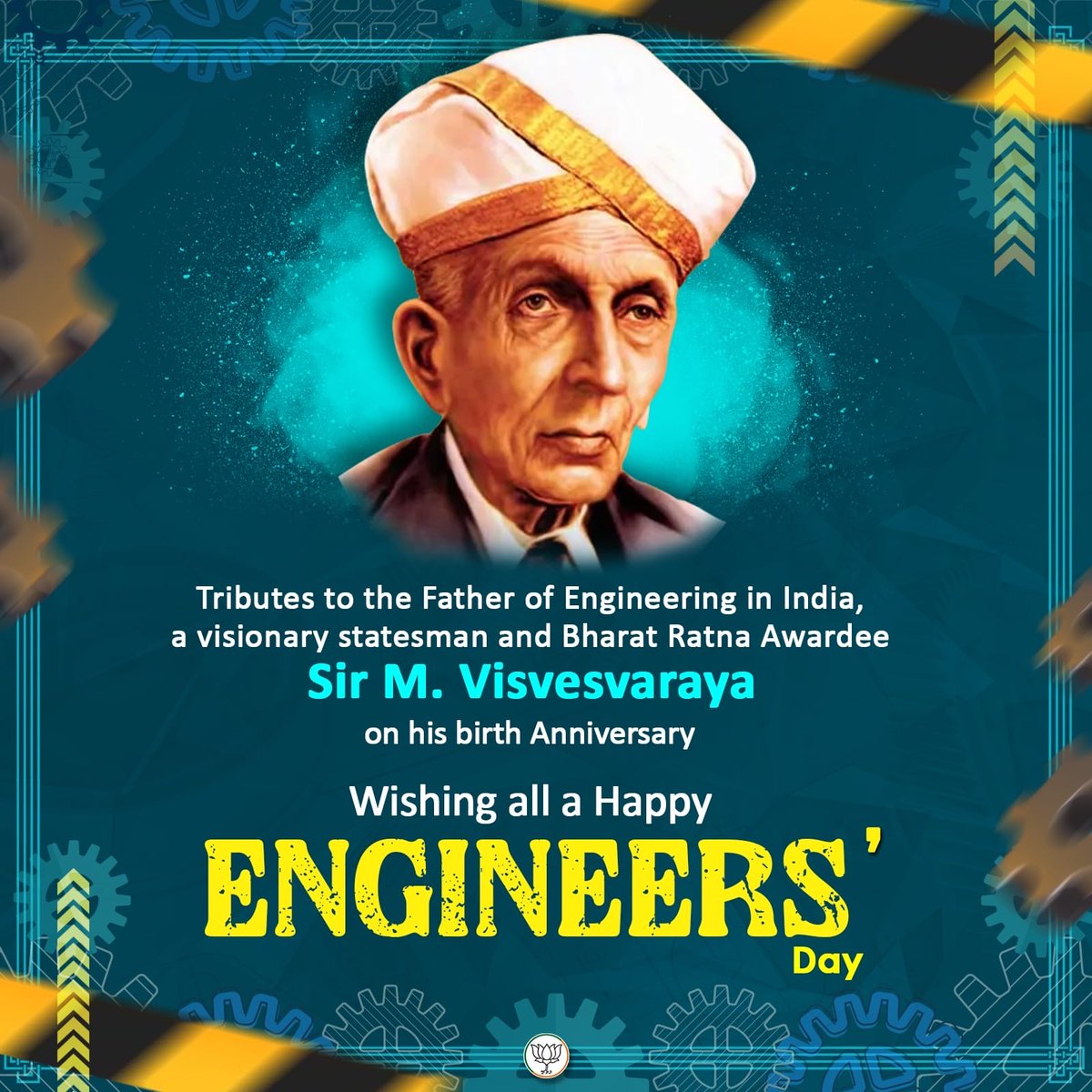 BJP4Chandigarh's tweet photo. Honouring the legacy of the Father of Engineering in India, Bharat Ratna Sir M. Visvesvaraya, on his birth anniversary.
Happy Engineers’ Day to all the brilliant minds shaping our world! ⚙️🏗️
#EngineersDay #MVisvesvaraya #EngineeringIndia #Chandigarh https://t.co/PBKYyNOoTI