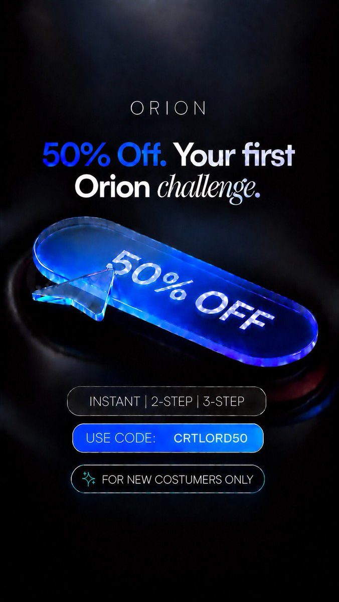 Crtlord1's tweet photo. 🚨 $50,000 FUNDED ACCOUNT GIVEAWAY 🚨

We’re giving back to the community 👀🔥
Total Prize: $50,000 — (5 x $10,000 Funded Accounts) 💰📈

Rules:

Follow @Orionfundedcom, @OrionAffiliates & @Crtlord1 & @ABDOOL_FX 

Like, Repost & Mention 2 traders

Use code : CRTLORD50 for 50% off on all challenges 
Don’t miss out — Enter Now 🫡🔥
Wishing you all the best!