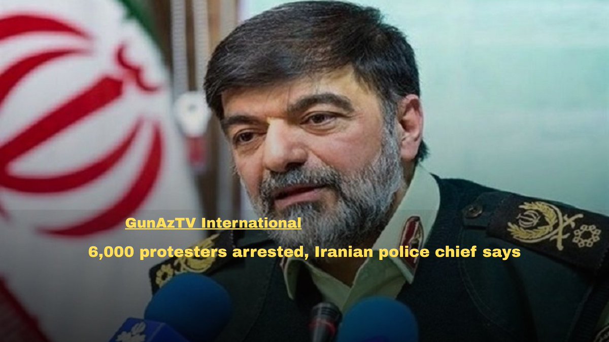 GunaztvEnglish's tweet photo. 🔴 A total of 6,000 people have been arrested in connection with the ongoing protest demonstrations, Iranian police chief Ahmad-Reza Radan said.

🔗 https://t.co/0BrqfnnaiJ https://t.co/1bi679svpL