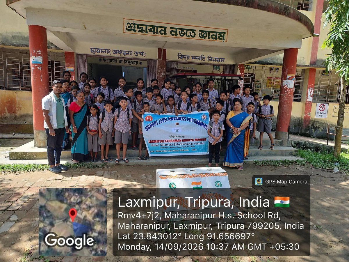 TAbpmjay's tweet photo. On 14/09/2026,a School Level T3 (Test, Treat &amp; Talk) Camp and Awareness Program on Anemia was successfully conducted at Maharanipur H.S. School (Primary Section) by Laxmipur AAM under Teliamura SDH.
#T3Camp #AnemiaMuktTripura #AnaemiaMuktBharat https://t.co/uNKtLl57Lu