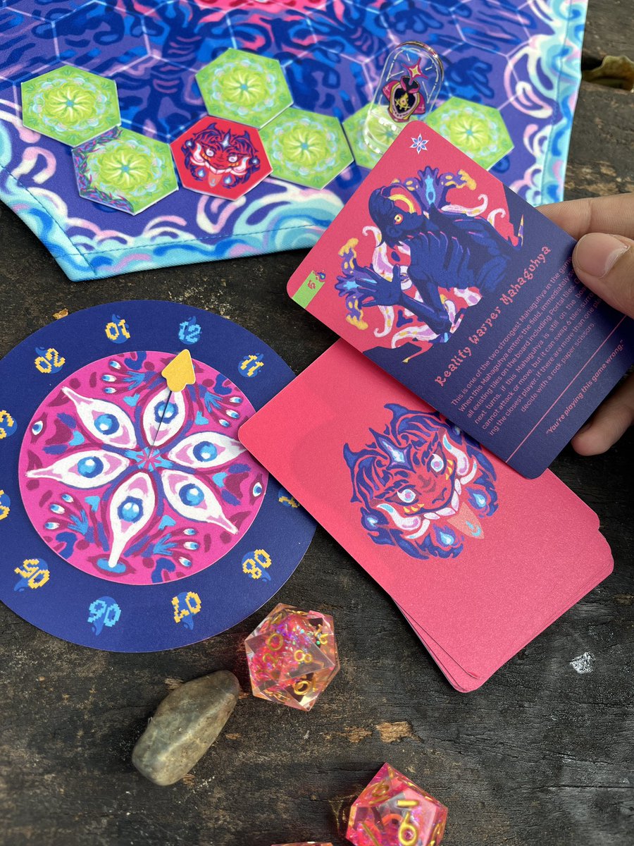 tabe_thay's tweet photo. My first, firsttt board game I’ve ever made, created based on a part of my world, Noemaya, in the everchanging land of Drawas.
And I’m super happy that it’s finally here and will exclusively release at JICAF 2026! 💥 https://t.co/EBlj4Ta02K