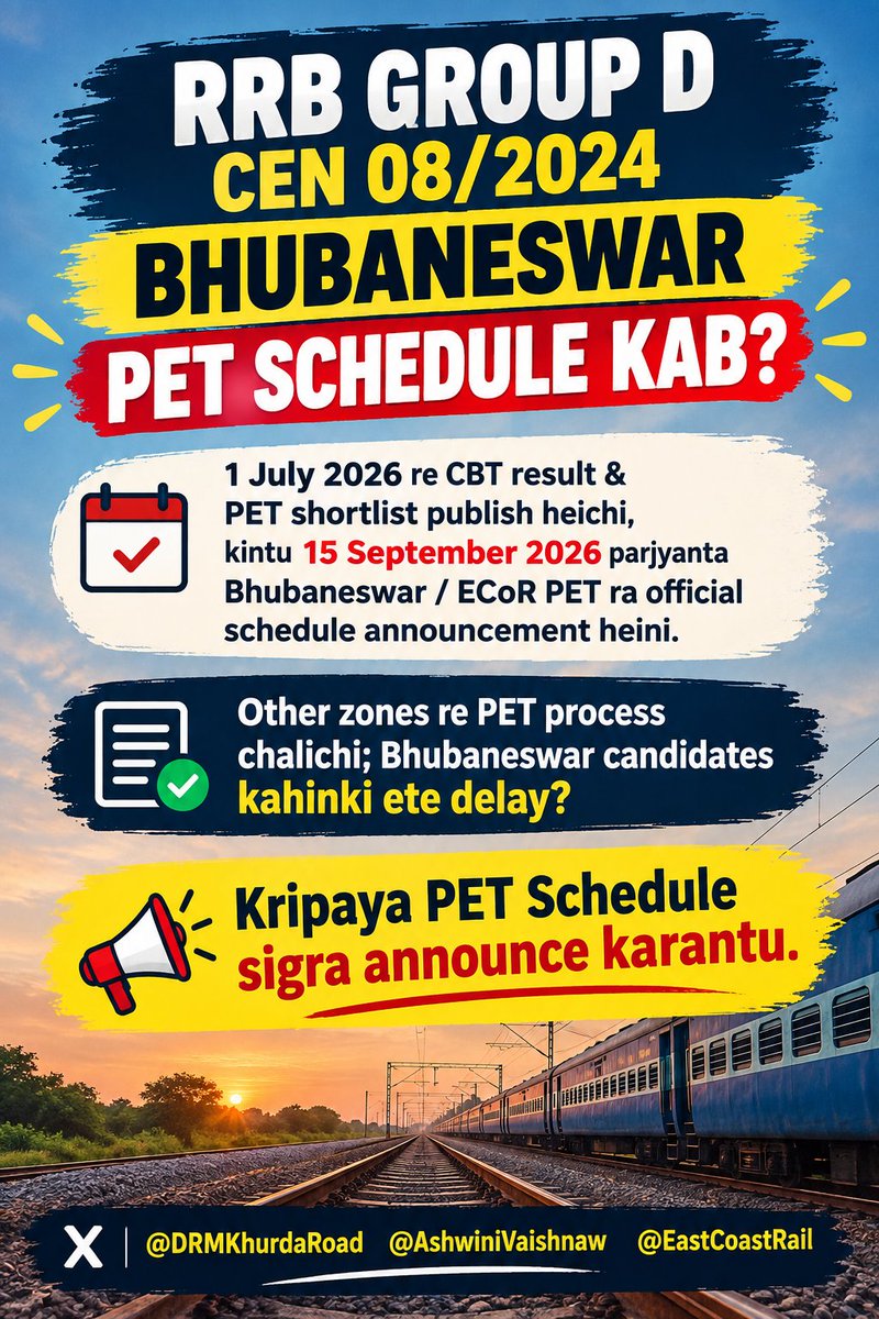 BiswajitDa23's tweet photo. #DrmKhurdhaRoad #Eastcoastrailway #AshwinVaisnav https://t.co/2maB41dFug