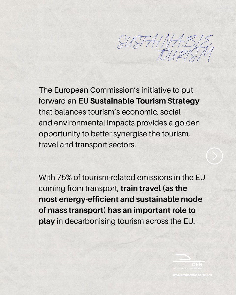 CER_railways's tweet photo. NEW🚨| A recent EU survey shows that European citizens support promoting train travel as a key step towards making tourism in Europe more sustainable.

(1/2) #EUTourism https://t.co/GLUEiqyNbS