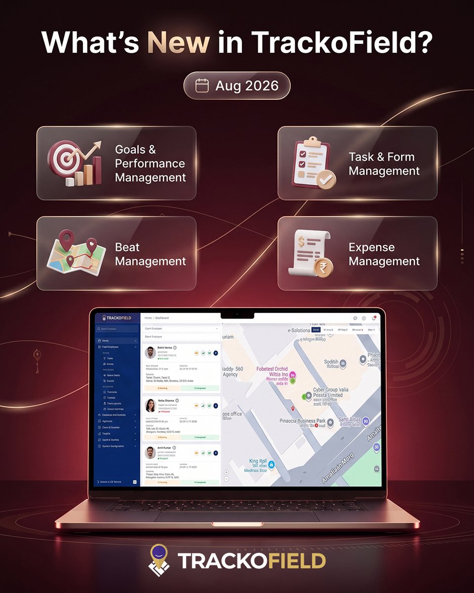 trackobit's tweet photo. Better field ops start with better tools.
#TrackoField's August release upgrades BEAT planning, reporting, and notifications for teams scaling fast.
Rebuilt Beat Management, redesigned Notifications, sharper Distance Tracking.
https://t.co/VMnX4TLg8E
#TrackoField #FieldOps https://t.co/j9HHc8UKet
