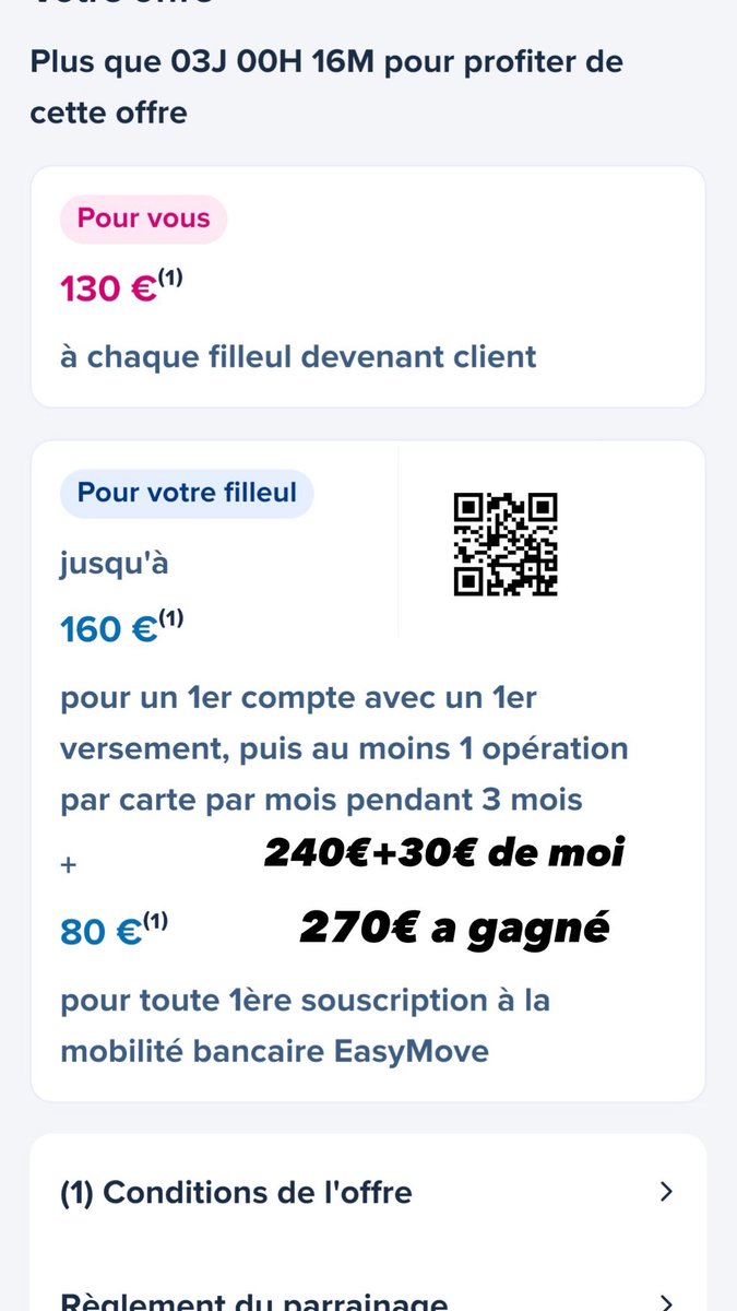 userktr45's tweet photo. Super offre boostée
Boursobank Code boursobank de parrainage pour profiter de l'offre de 240€ + 30€ de ma poche pendant 4 jours 270€ à gagner 
lien de parrainage
Je t'invite à cliquer sur ce lien
https://t.co/vxn7IAEAN7. https://t.co/pzuURX8Deq