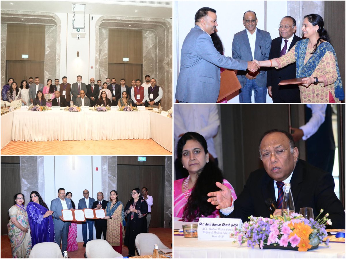 UPPromotePharma's tweet photo. Strengthening India–US cooperation in healthcare and life sciences.

The Uttar Pradesh Promote Pharma Council (UPPPC) under the guidance of MD & CEO Ms Kritika Sharma, IAS, hosted the India–US Healthcare & Life Sciences Business & Investment Dialogue in Taj Palace, Lucknow in the gracious presence of @AmitGhoshIAS, Dr GN Singh sir,  @NehaSharmaIAS, @rituias2003 bringing together senior Government officials, industry leaders and representatives of leading US institutions.

Deliberations focused on investment, technology transfer, R&D, manufacturing and strategic partnerships to strengthen the healthcare and life sciences ecosystem in Uttar Pradesh.

A key milestone was the signing of an MoU between UPPPC and the Indo-American Chamber of Commerce (IACC) to facilitate investment, collaboration and business opportunities in Uttar Pradesh. @iaccindia @ExportGov @USCSIndia

#UPPPC #UttarPradesh #IndiaUS #Healthcare #LifeSciences #Investment #Pharma #MedicalDevices #InvestInUP #UPIMRAS