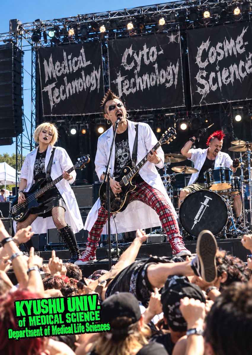 KumsMls2015's tweet photo. ヘビメタも好きですがハードコアも好きなんですよ、中の人は

背後のバックドロップ幕にもご注目
臨床検査、細胞診、コスメサイエンスと書いてあります https://t.co/QF8AcgAc8g