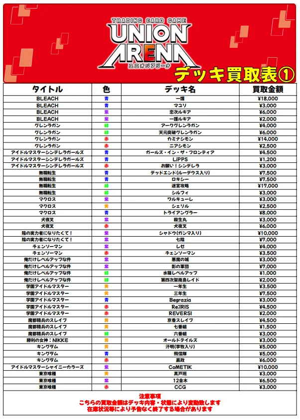 ユニオンアリーナ デッキ グレンシノビ TCGshop193日本橋店🔥9月19日(土)朝9時OPEN🔥 on X: 